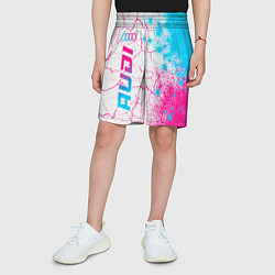 Шорты детские Audi neon gradient style: по-вертикали, цвет: 3D-принт — фото 2