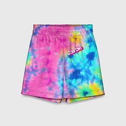 Шорты детские Barbie - floral pattern - tie-dye, цвет: 3D-принт