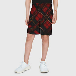 Шорты детские Тёмно-красная диагональная клетка, цвет: 3D-принт — фото 2