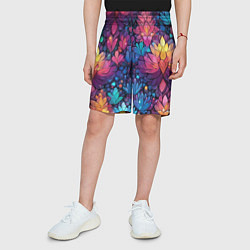Шорты детские Растительный абстрактный узор, цвет: 3D-принт — фото 2
