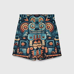 Детские шорты Симметричный абстрактный паттерн в ацтекском стиле