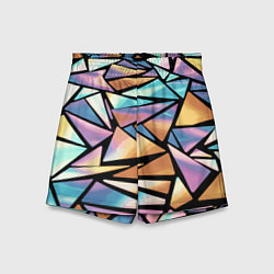 Детские шорты Радужные треугольники - кристаллы голографические