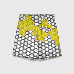Шорты детские Жёлтая энерго-броня из шестиугольников, цвет: 3D-принт