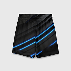 Шорты детские Синие неоновые линии на черном, цвет: 3D-принт