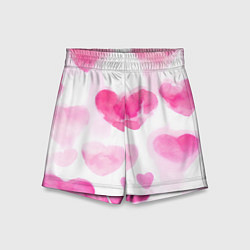 Детские шорты Акварельные розовые сердечки