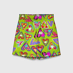 Шорты детские Сердца в мексиканском стиле, цвет: 3D-принт