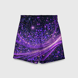 Детские шорты Фиолетовые сверкающие абстрактные волны