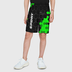 Шорты детские Jaguar green sport hexagon, цвет: 3D-принт — фото 2