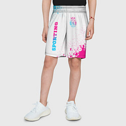 Шорты детские Sporting neon gradient style вертикально, цвет: 3D-принт — фото 2