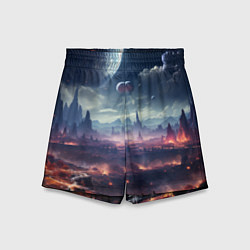 Шорты детские Фантастическая планета внутри космоса, цвет: 3D-принт
