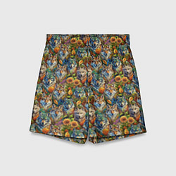 Шорты детские Волки паттерн, цвет: 3D-принт