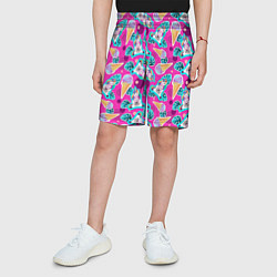 Шорты детские Единорог с мороженым паттерн, цвет: 3D-принт — фото 2