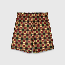Шорты детские Узор в клетку красные и черные квадраты, цвет: 3D-принт