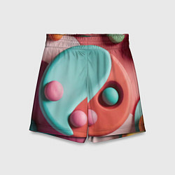 Шорты детские Пластилиновый медальон с шариками, цвет: 3D-принт