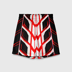 Шорты детские Красные полосы на чёрно-белом фоне, цвет: 3D-принт