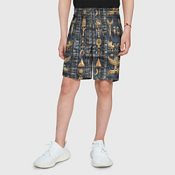 Шорты детские Египетские символы на дениме, цвет: 3D-принт — фото 2