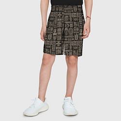 Шорты детские Африканский монохромный орнамент, цвет: 3D-принт — фото 2