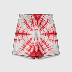 Шорты детские Тай-дай бело-красный, цвет: 3D-принт