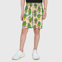 Шорты детские Мультяшные кактусы, цвет: 3D-принт — фото 2
