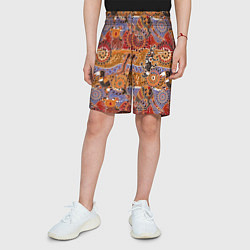 Шорты детские Африканские мозаичные животные, цвет: 3D-принт — фото 2