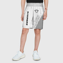 Шорты детские Genesis speed на светлом фоне со следами шин верти, цвет: 3D-принт — фото 2