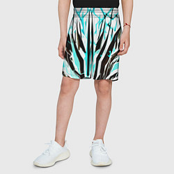 Шорты детские Чёрно-голубая абстракция на белом фоне, цвет: 3D-принт — фото 2