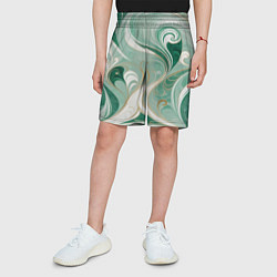 Шорты детские Светло-зеленый узор с завитками, цвет: 3D-принт — фото 2