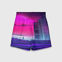 Шорты детские Synthwave неоновый город, цвет: 3D-принт