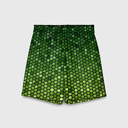 Шорты детские Мозаика под зеленую змею, цвет: 3D-принт