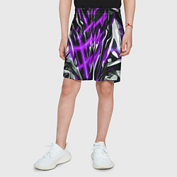 Шорты детские Фиолетовая энергетическая абстракция, цвет: 3D-принт — фото 2