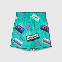 Шорты детские Бирюзовая кассета из 90-х, цвет: 3D-принт
