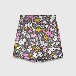 Шорты детские Зайчики с черепами паттерн, цвет: 3D-принт