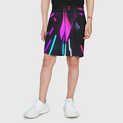 Шорты детские Оптические лучи неон, цвет: 3D-принт — фото 2