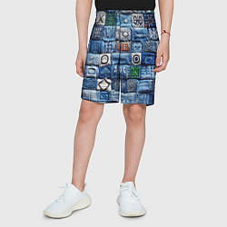 Шорты детские Геймерский пиксельный пэчворк, цвет: 3D-принт — фото 2