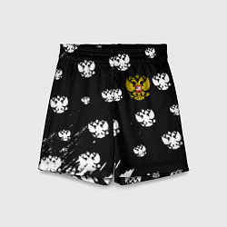 Шорты детские Герб РФ паттерн, цвет: 3D-принт