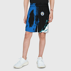 Шорты детские Манчестер сити краски абстрактные, цвет: 3D-принт — фото 2
