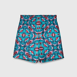Шорты детские Калейдоскопический узор из голубых и красных штрих, цвет: 3D-принт