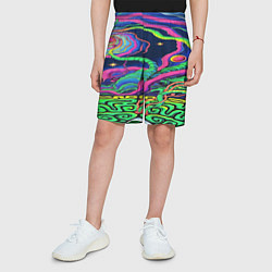 Шорты детские Оптические волны психоделика, цвет: 3D-принт — фото 2