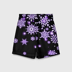 Шорты детские Снежинки в неоне, цвет: 3D-принт