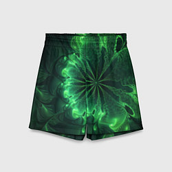 Шорты детские Оптический зелёный фрактал, цвет: 3D-принт