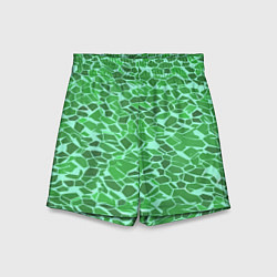 Шорты детские Зелёные плитки на салатовом фоне, цвет: 3D-принт