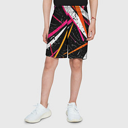 Шорты детские Разноцветные праздничные линии, цвет: 3D-принт — фото 2