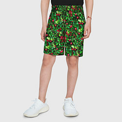 Шорты детские Ягоды падуба на новогодней елке, цвет: 3D-принт — фото 2
