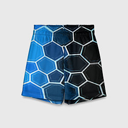 Шорты детские Белые шестиугольники на чёрно-синем фоне, цвет: 3D-принт