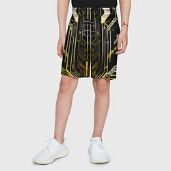 Шорты детские Gold lines on a black background, цвет: 3D-принт — фото 2