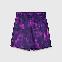Шорты детские Неоновый городок, цвет: 3D-принт