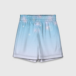 Шорты детские Зимний градиент со снежинками, цвет: 3D-принт