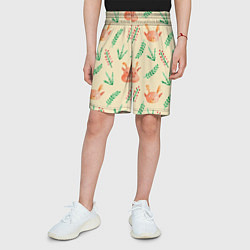 Шорты детские Новогодний узор с оленями и веточками, цвет: 3D-принт — фото 2