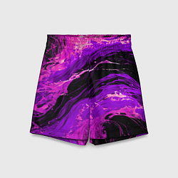 Шорты детские Фиолетовые брызги на чёрном фоне, цвет: 3D-принт