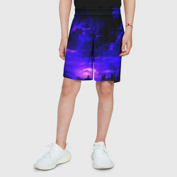Шорты детские Фиолетовый апокалиптический закат, цвет: 3D-принт — фото 2